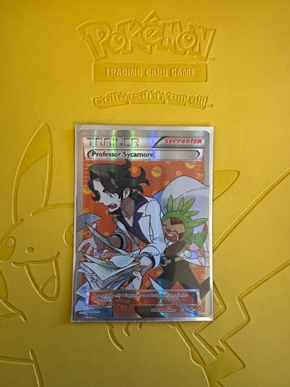 Professor Sycamore Pokémon Trainer Full Art Holo Card - Orange Background